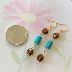 2/$10 glass bead & turquoise dangle earrings